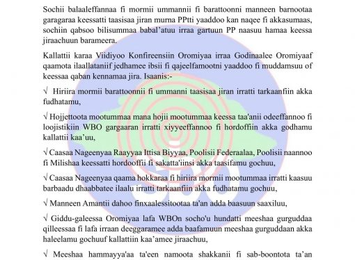 Sardamnii fi Muddamni PPtti dabalaa jiraachuun barame. Qajeelfamootni garagaraas karaa Viidiyoo Konfirensiin darbaa jira.